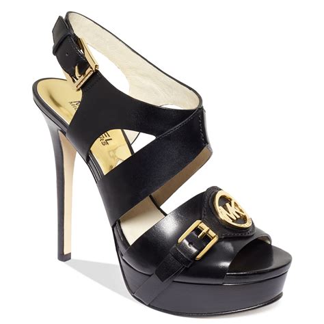 michael kors black patent sandal gold buckle|Michael Kors black sandals women.